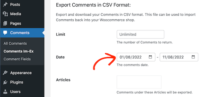 Filtrado de la exportación de comentarios de WordPress Filtrado de la exportación de comentarios de WordPress