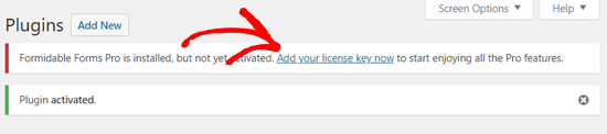 Agregue su clave de licencia Formidable Forms Pro Agregue su clave de licencia Formidable Forms Pro