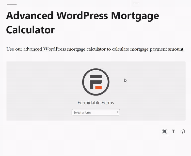Agregue la calculadora de hipotecas avanzada de WordPress al editor de páginas Agregue la calculadora de hipotecas avanzada de WordPress al editor de páginas