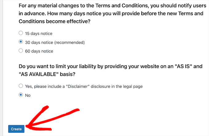 Responder preguntas sobre términos de servicio Responder preguntas sobre términos de servicio