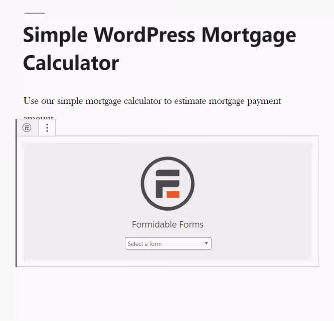Adición de la calculadora de hipotecas simple de WordPress al editor de páginas Adición de la calculadora de hipotecas simple de WordPress al editor de páginas