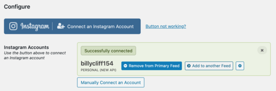 Cuenta de Instagram conectada Cuenta de Instagram conectada
