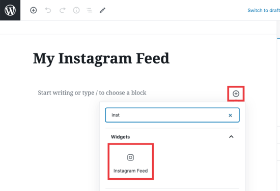 Bloque de alimentación de Instagram Bloque de alimentación de Instagram