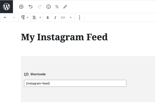 Código corto de alimentación de Instagram Código abreviado de feed de Instagram