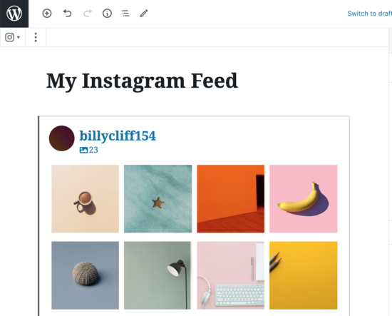 Feed de Instagram en el editor de WordPress Feed de Instagram en el editor de WordPress