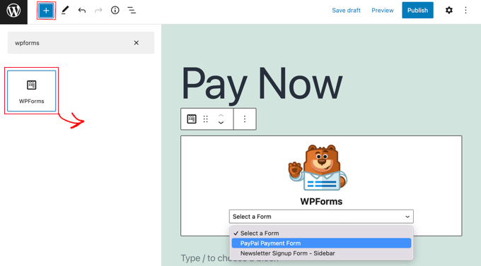 Agregue un bloque de WPForms a su publicación o página Agregue un bloque de WPForms a su publicación o página