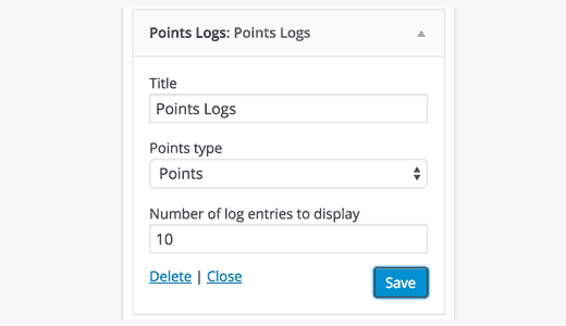 Configuración del widget de registro de puntos Configuración del widget de registro de puntos
