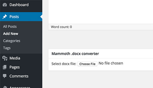 Convertidor docx mamut en WordPress Convertidor docx mamut en WordPress