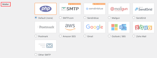 Seleccionar correo SMTP Seleccionar correo SMTP