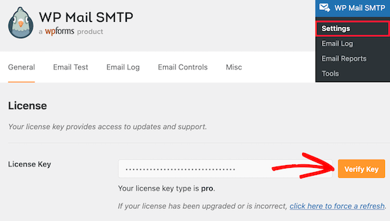 Ingrese la clave de licencia SMTP de WP Mail Ingrese la clave de licencia SMTP de WP Mail