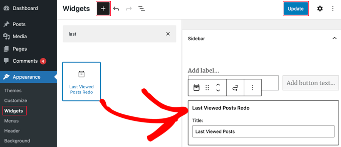 Agregue el widget Rehacer las últimas publicaciones vistas