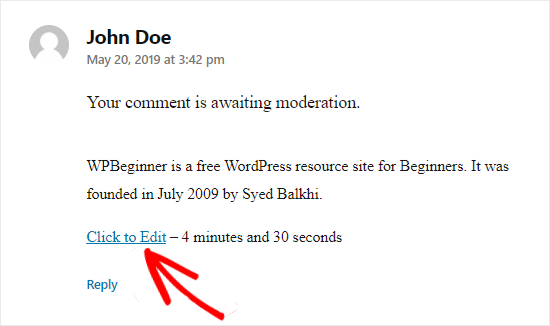 Comentario de WordPress haga clic para editar la opción Comentario de WordPress haga clic para editar la opción