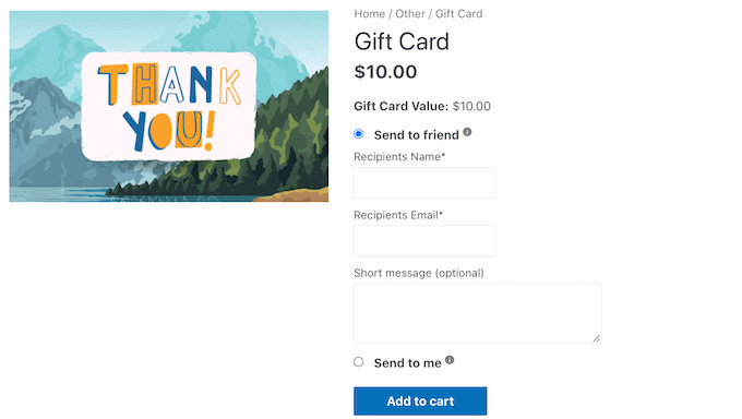 Una tarjeta de regalo avanzada creada para WooCommerce