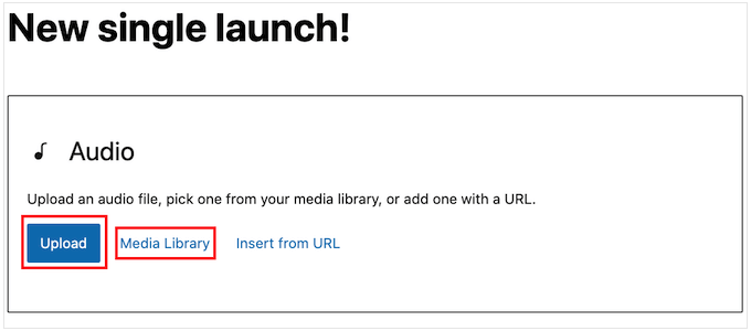 Subir un archivo de audio a su sitio web de WordPress