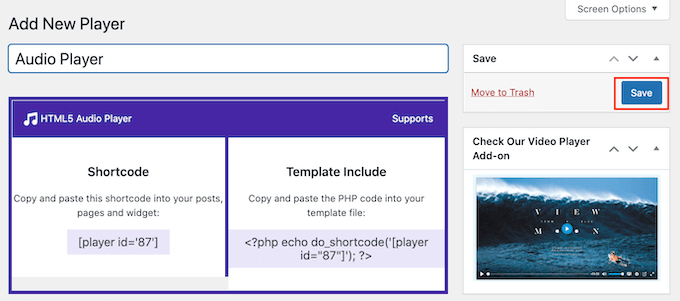 Agregar un nuevo reproductor de audio a su sitio web de WordPress