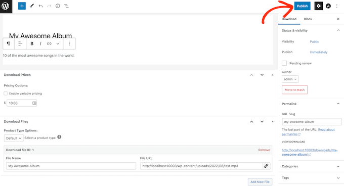 Publicar un MP3 usando Easy Digital Downloads
