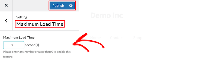 Establecer el tiempo de carga de LoftLoader