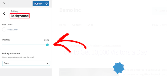 Establecer la configuración de fondo y opacidad de LoftLoader