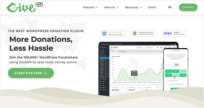 Sitio web de GiveWP DarWP