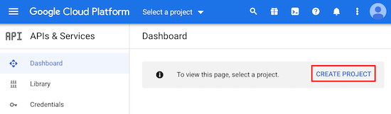 Google Cloud haga clic en crear proyecto Google Cloud haga clic en crear proyecto