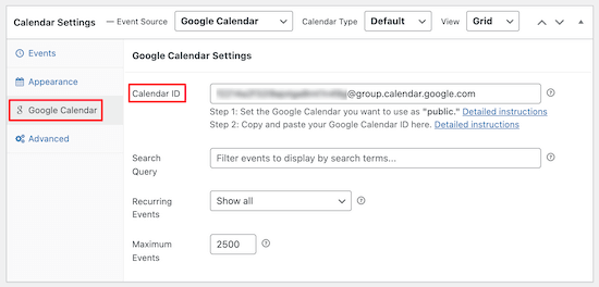 Agregar ID de Google Calendar Agregar ID de Google Calendar