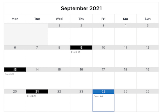 Ejemplo de eventos de Google Calendar Ejemplo de eventos de Google Calendar