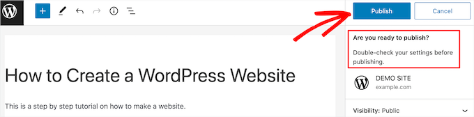 Confirmar la publicación de la publicación del blog