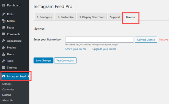 Agregar su licencia de Feed de Instagram Agregar su licencia de Feed de Instagram
