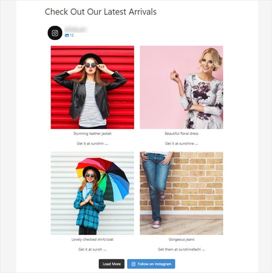 El feed de Instagram en vivo en el sitio web El feed de Instagram en vivo en el sitio web