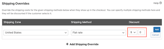 Anular la configuración de envío de precios de WooCommerce