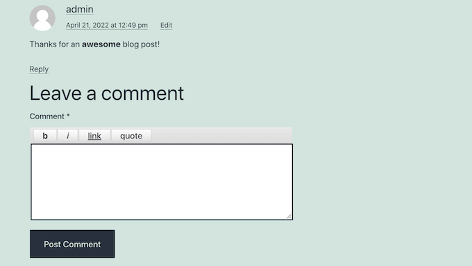 Quicktags en un formulario de comentarios de WordPress