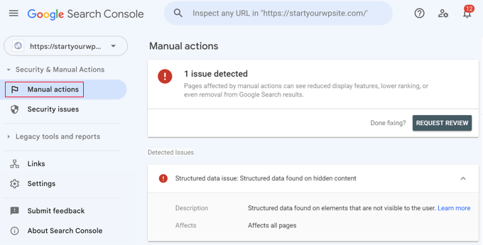 Inspecting Manual Actions in Google Search Console Inspecting Manual Actions in Google Search Console