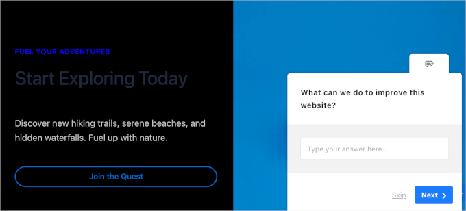 livewebsite-userfeedbackfloatingform 1 UserFeedback's floating form on a live WordPress website