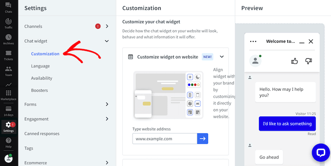 Customizing the live chat widget Customizing the live chat widget