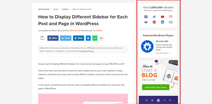 WPBeginner's sidebar WPBeginner's sidebar