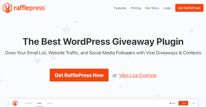 The RafflePress website The RafflePress website