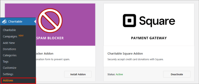 Square addon WP Charitable Square addon WP Charitable