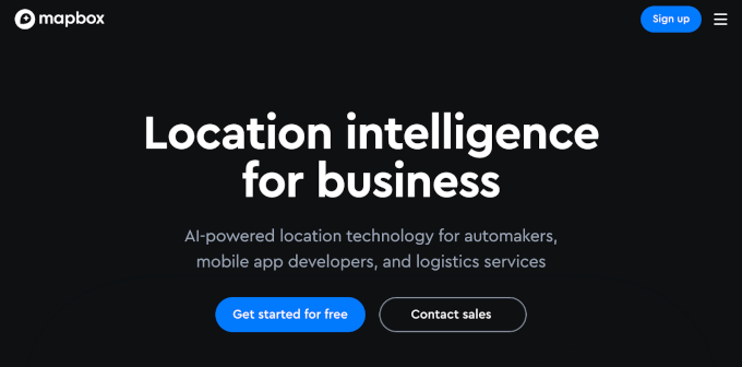MapBox's homepage MapBox's homepage