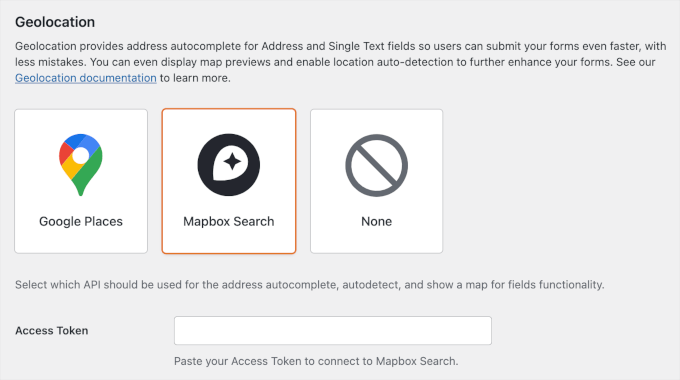 Setting up Mapbox Search in WPForms' Geolocation Addon Setting up Mapbox Search in WPForms' Geolocation Addon