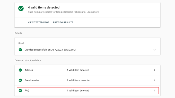 Rich results FAQ schema section Rich results FAQ schema section