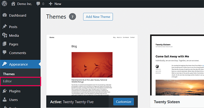 The Editor in block themes The Editor in block themes
