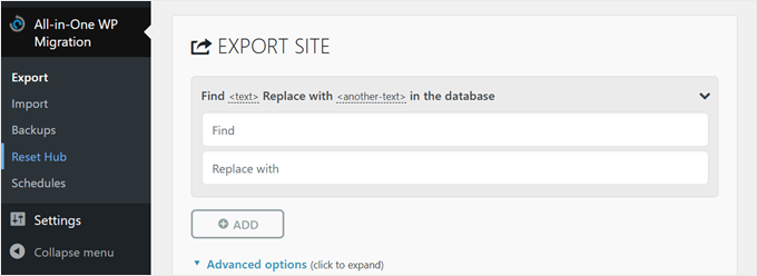 All in One WP Migration's search and replace feature All in One WP Migration's search and replace feature