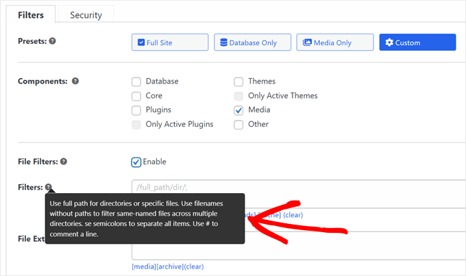 Duplicator's information snippet Duplicator's information snippet