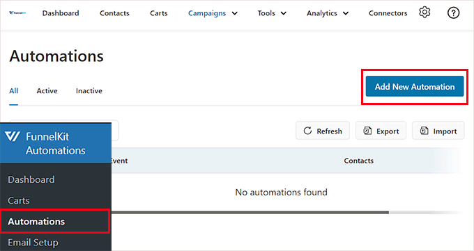 Click Add New Automation button Click Add New Automation button