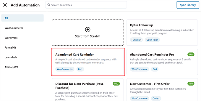 Choose the abandoned cart reminder template Choose the abandoned cart reminder template