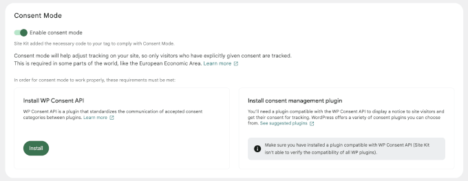 Consent Mode in Site Kit Consent Mode in Site Kit