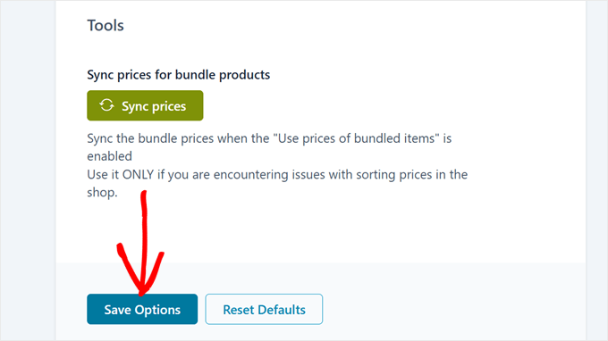 Saving the general YITH WooCommerce Product Bundles settings Saving the general YITH WooCommerce Product Bundles settings