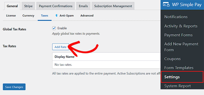 Click the Add Rate button Click the Add Rate button