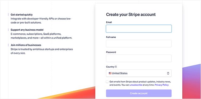 Create a Stripe account Create a Stripe account