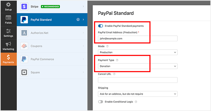 Enabling PayPal payments for your form in WPForms Enabling PayPal payments for your form in WPForms